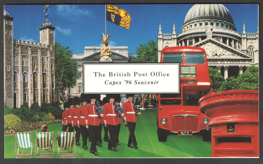 (image for) HB11 / DB22(3) Capex '96 Souvenir Folder with Queen's 70th Birthday 4 x 1st Class Unfolded Pane - Click Image to Close